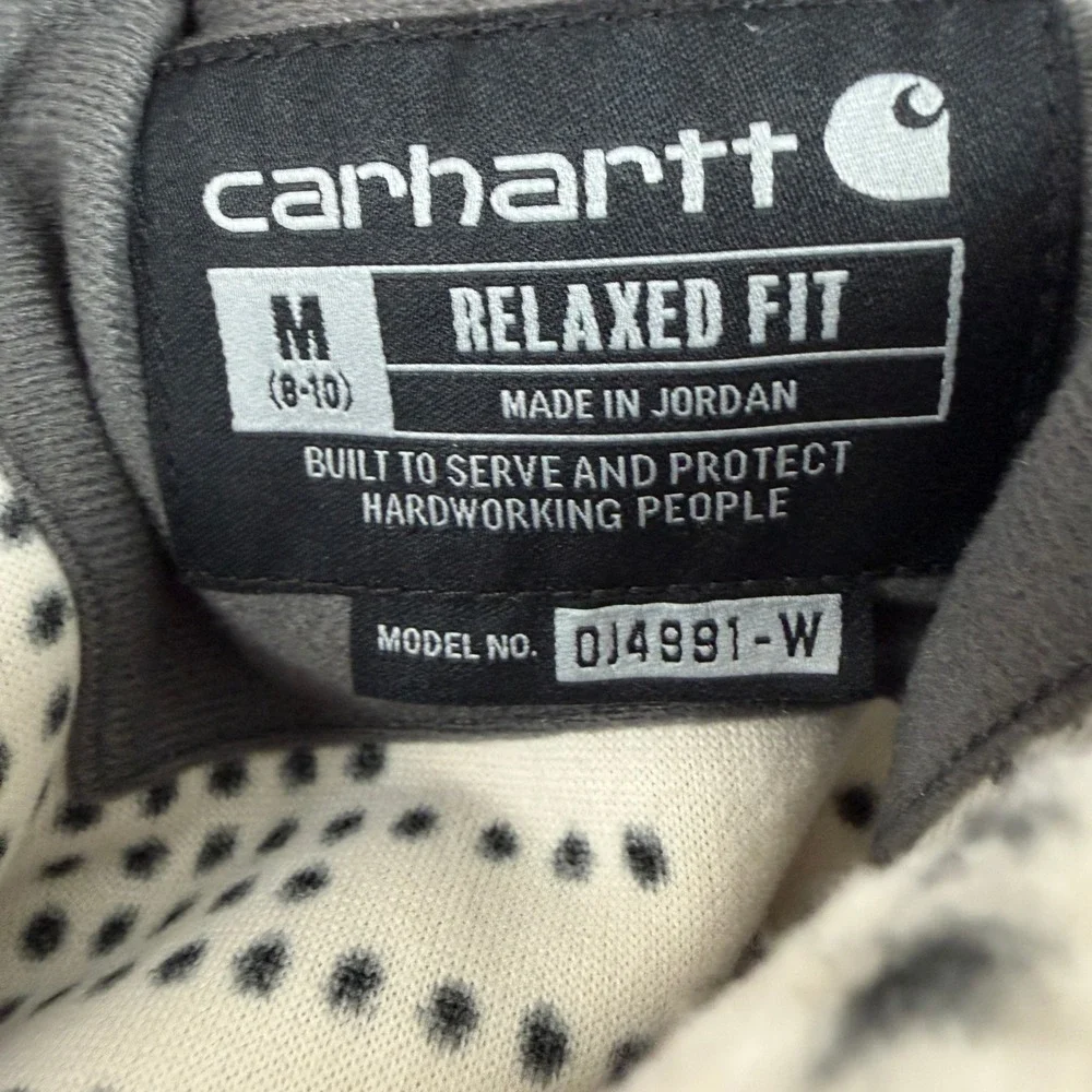Carhartt Fleece Pullover‎ Womens M White Aztec Geometric Pattern Relaxed Fit